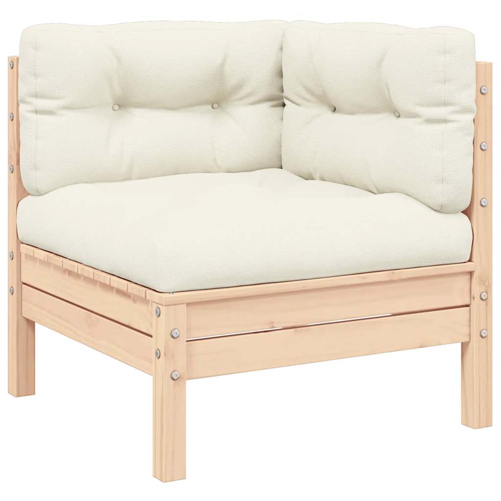 Garten-Ecksofa mit Kissen in Grau Massivholz Kiefer