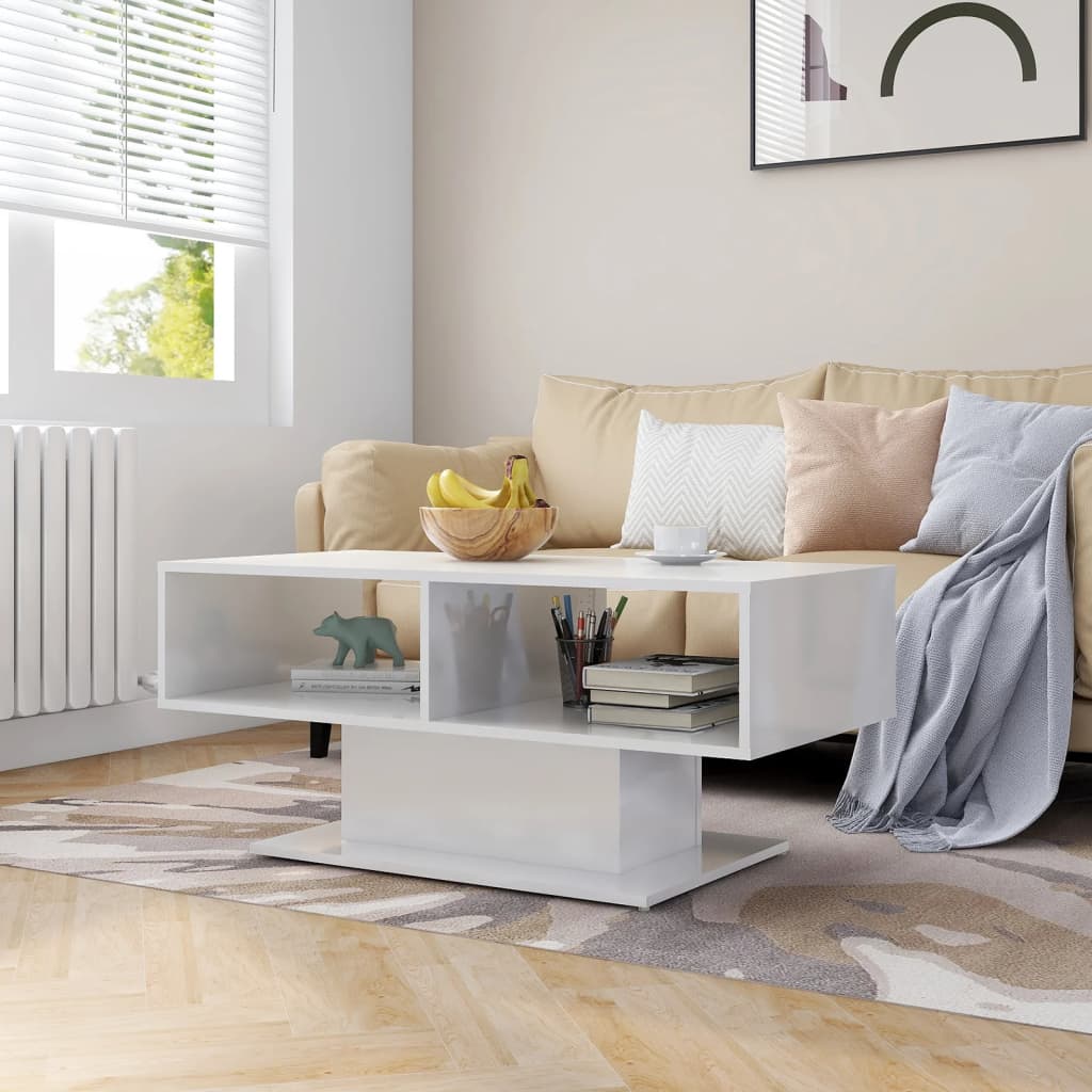 Couchtisch Weiß 103,5x50x44,5 cm Holzwerkstoff