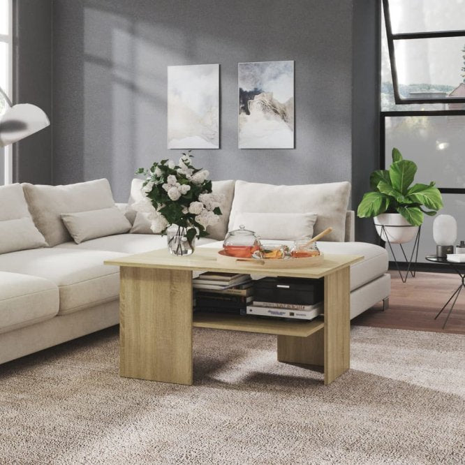 Couchtisch Weiß 90x60x46,5 cm Holzwerkstoff