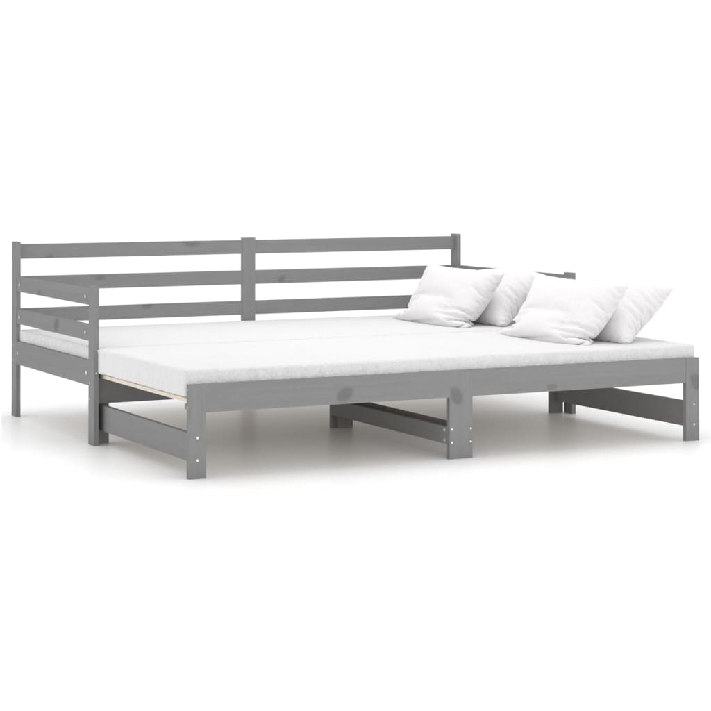 Tagesbett Ausziehbar Weiß Kiefer Massivholz 2x(90x200) cm