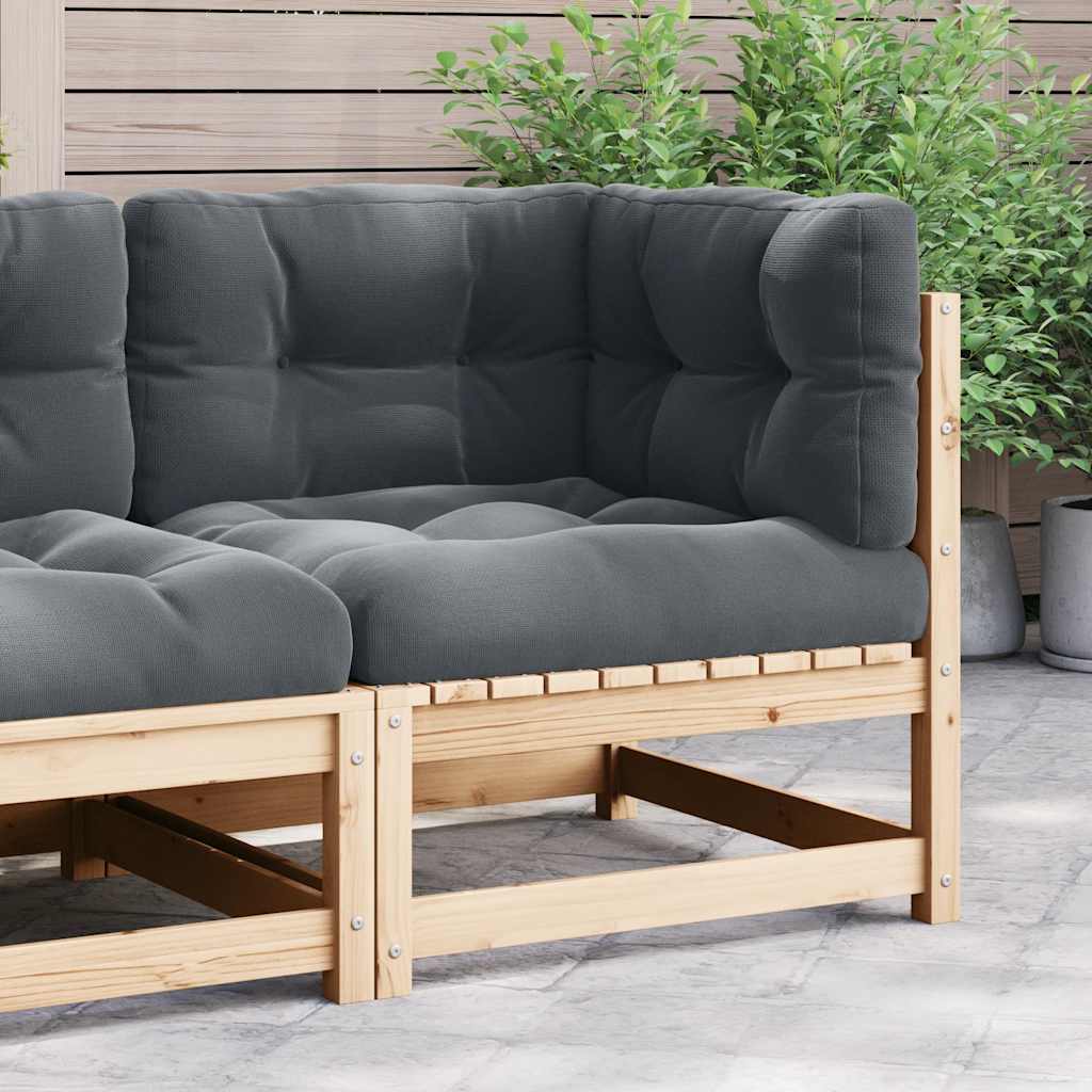 Garten-Ecksofa mit Grauen Kissen Massivholz Kiefer
