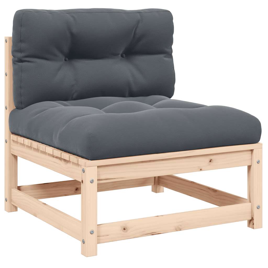 Garten-Ecksofa mit Grauen Kissen Massivholz Kiefer