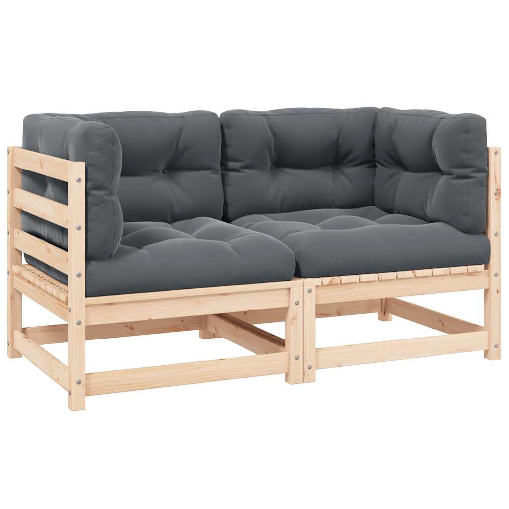 Garten-Ecksofa mit Grauen Kissen Massivholz Kiefer