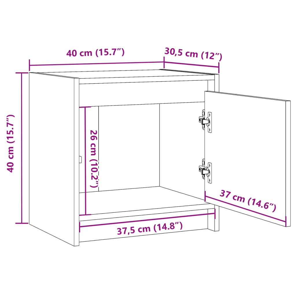 Nachttisch 40x30,5x40 cm Massivholz Kiefer