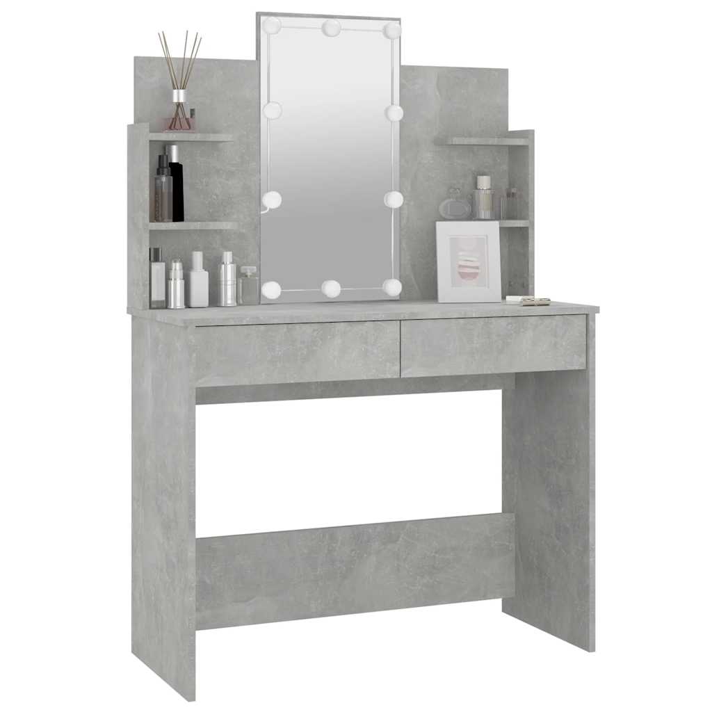 Schminktisch mit LED Betongrau 96x40x142 cm