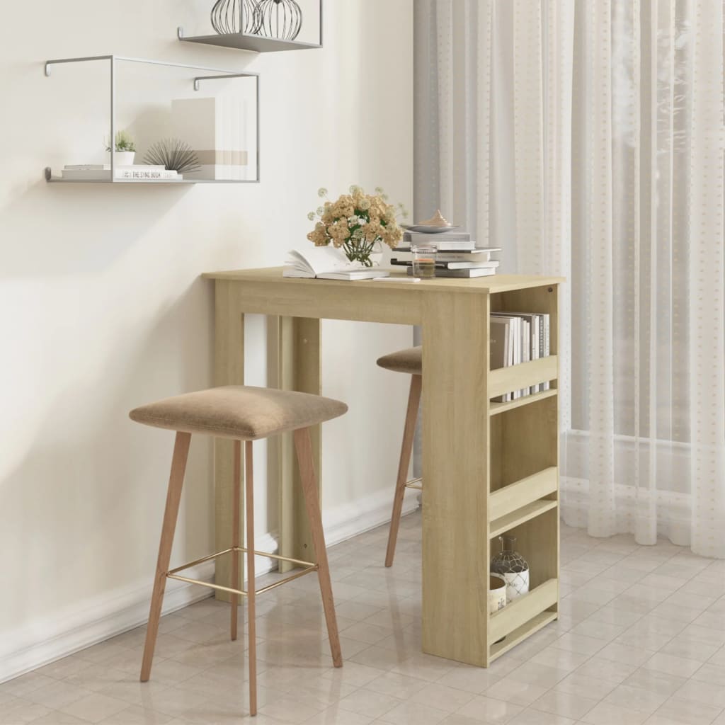 Bartisch mit Ablagefläche Weiß 102x50x103,5 cm Holzwerkstoff