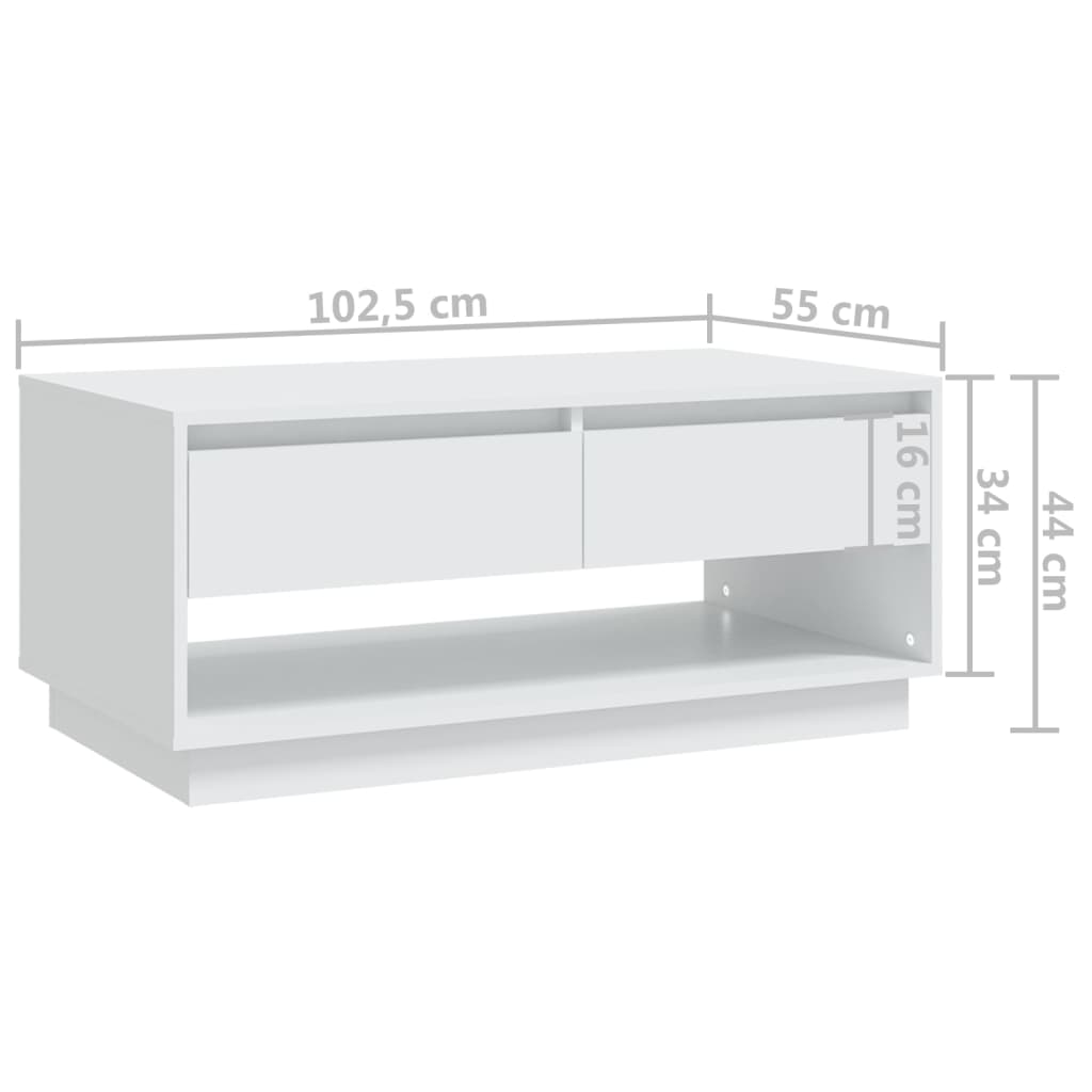 Couchtisch Weiß 102,5x55x44 cm Holzwerkstoff