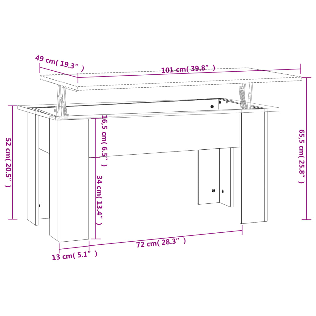 Couchtisch Weiß 101x49x52 cm Holzwerkstoff