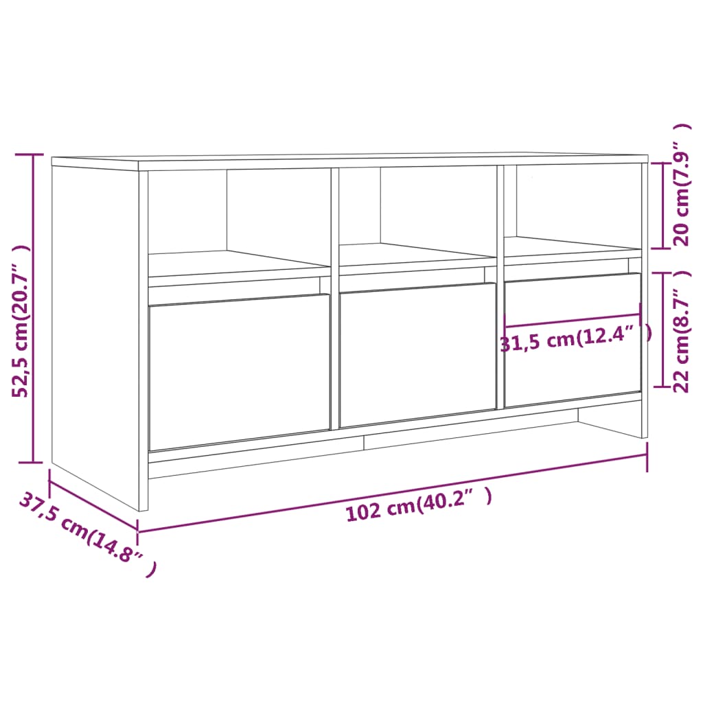 TV-Schrank Weiß 102x37,5x52,5 cm Holzwerkstoff