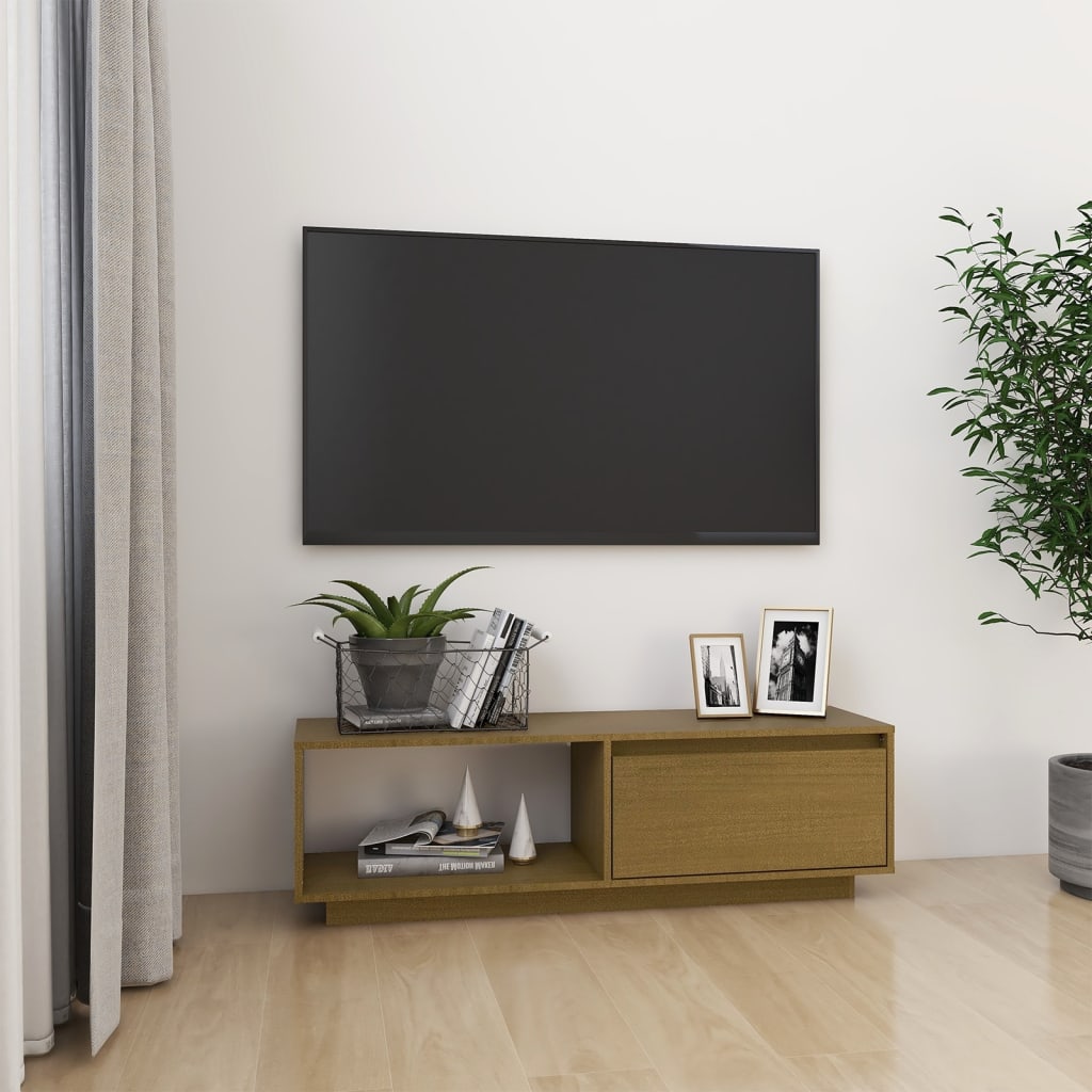 TV-Schrank 110x30x33,5 cm Massivholz Kiefer