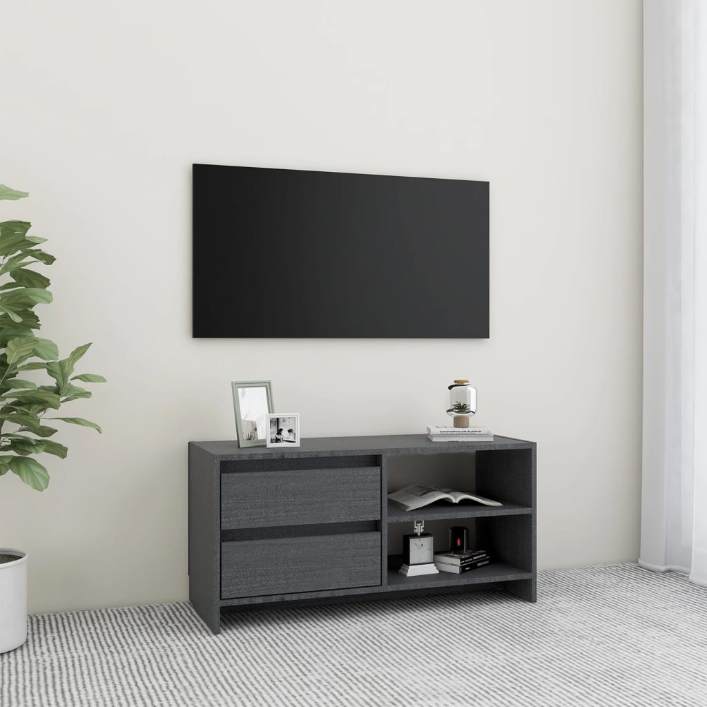 TV-Schrank Weiß 80x31x39 cm Massivholz Kiefer