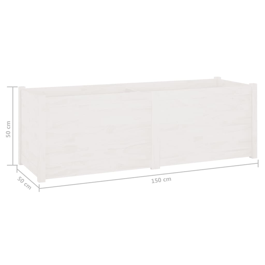 Pflanzkübel Weiß 150x50x50 cm Massivholz Kiefer