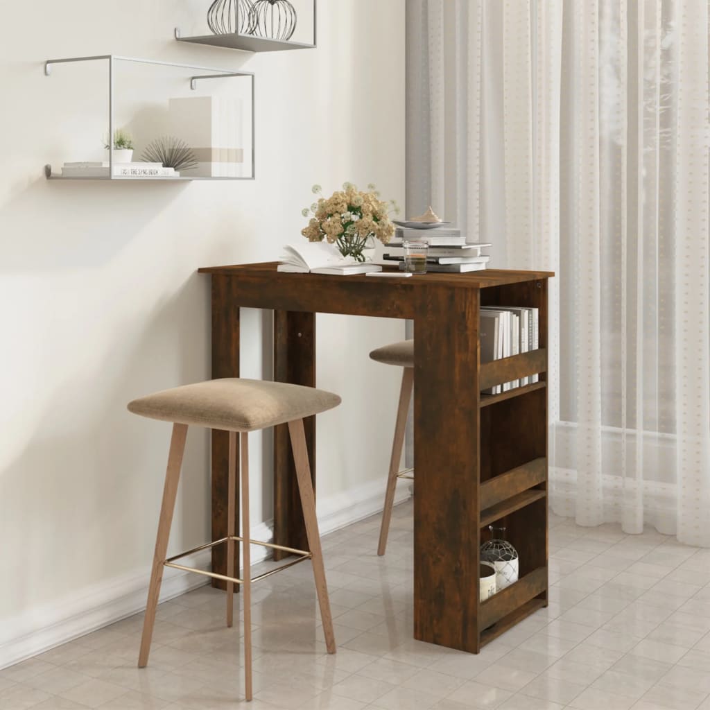 Bartisch mit Ablagefläche Weiß 102x50x103,5 cm Holzwerkstoff