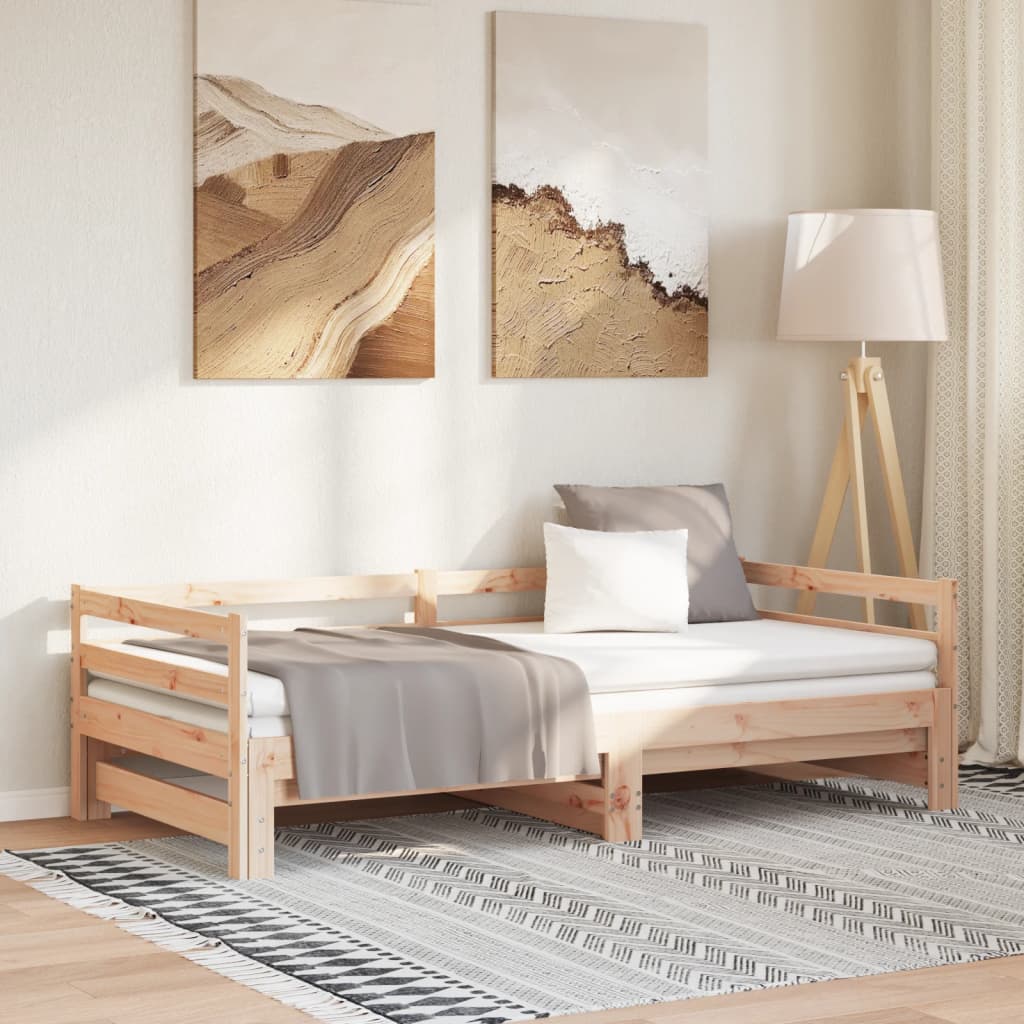 Tagesbett Ausziehbar Massivholz Kiefer 2x(90x200) cm