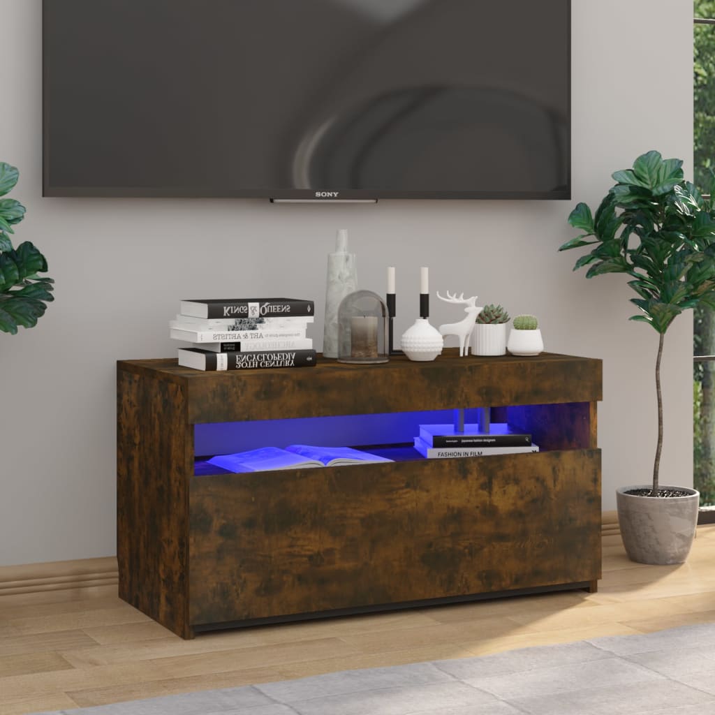 TV-Schrank mit LED-Leuchten Weiß 120x35x40 cm