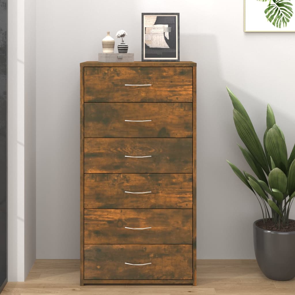 vidaXL Sideboard mit 6 Schubladen Weiß 50x34x96 cm Holzwerkstoff