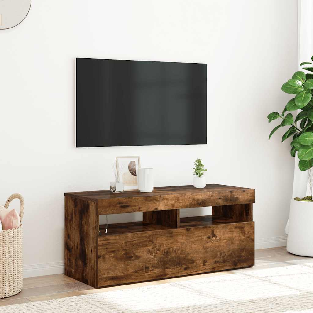 TV-Schrank mit LED-Leuchten Weiß 120x35x40 cm