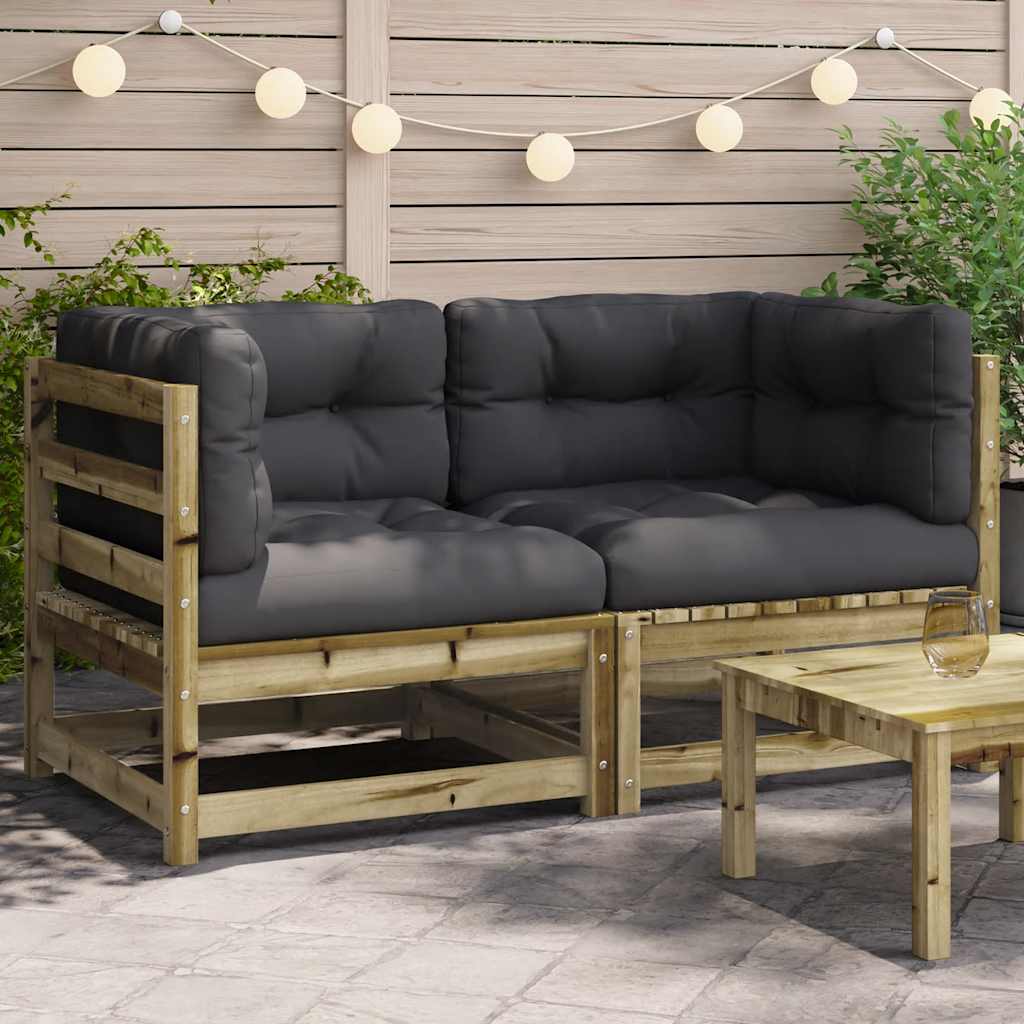 Gartensofa 2-Sitzer mit Kissen Kiefer Massivholz
