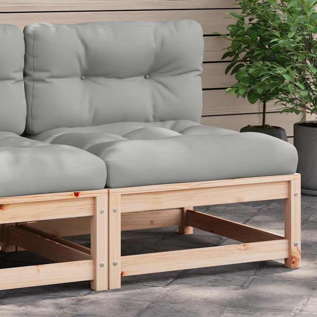 Garten-Mittelsofa mit Anthrazit Kissen Weiß Massivholz Kiefer
