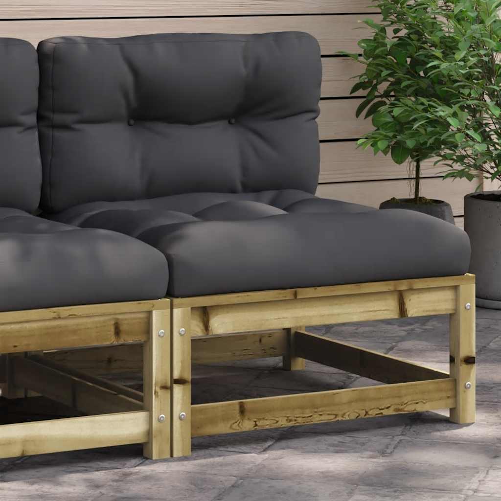 Garten-Mittelsofa mit Anthrazit Kissen Weiß Massivholz Kiefer