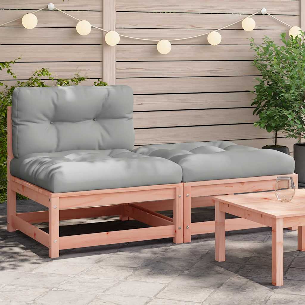 Garten-Mittelsofa mit Anthrazit Kissen Weiß Massivholz Kiefer