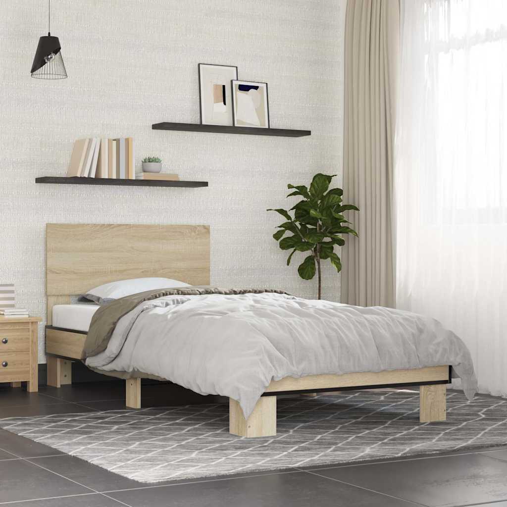 Bettgestell Schwarz 200x200 cm Holzwerkstoff und Metall