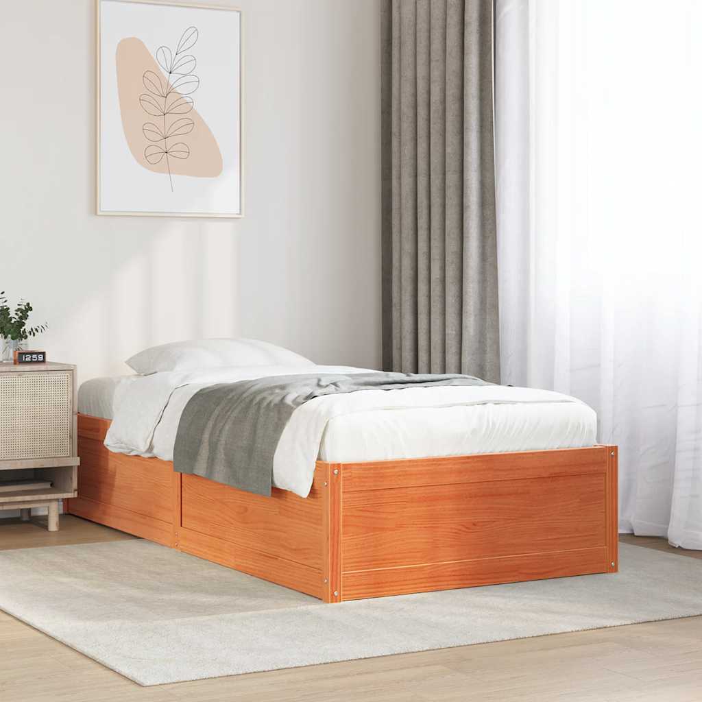 Massivholzbett ohne Matratze Weiß 200x200 cm Kiefernholz