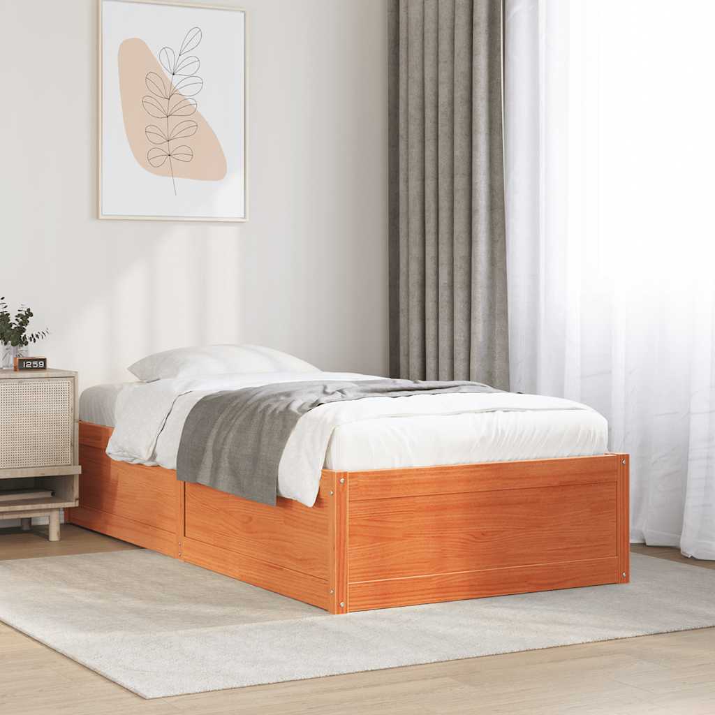 Massivholzbett ohne Matratze Weiß 200x200 cm Kiefernholz