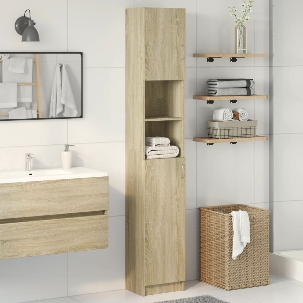 Badezimmerschrank Weiß 32×25,5×190 cm Holzwerkstoff