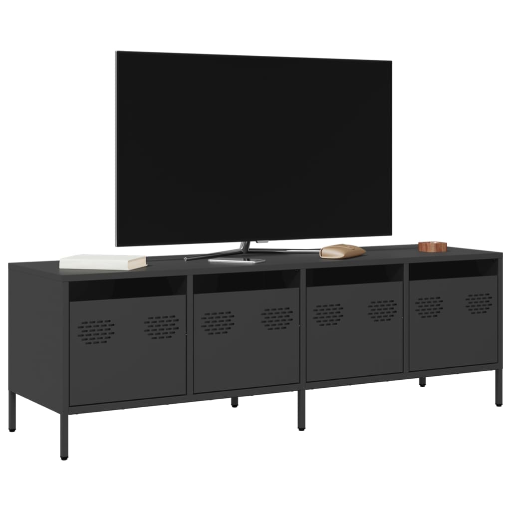 vidaXL TV-Schrank Schwarz 202x39x43,5 cm Kaltgewalzter Stahl