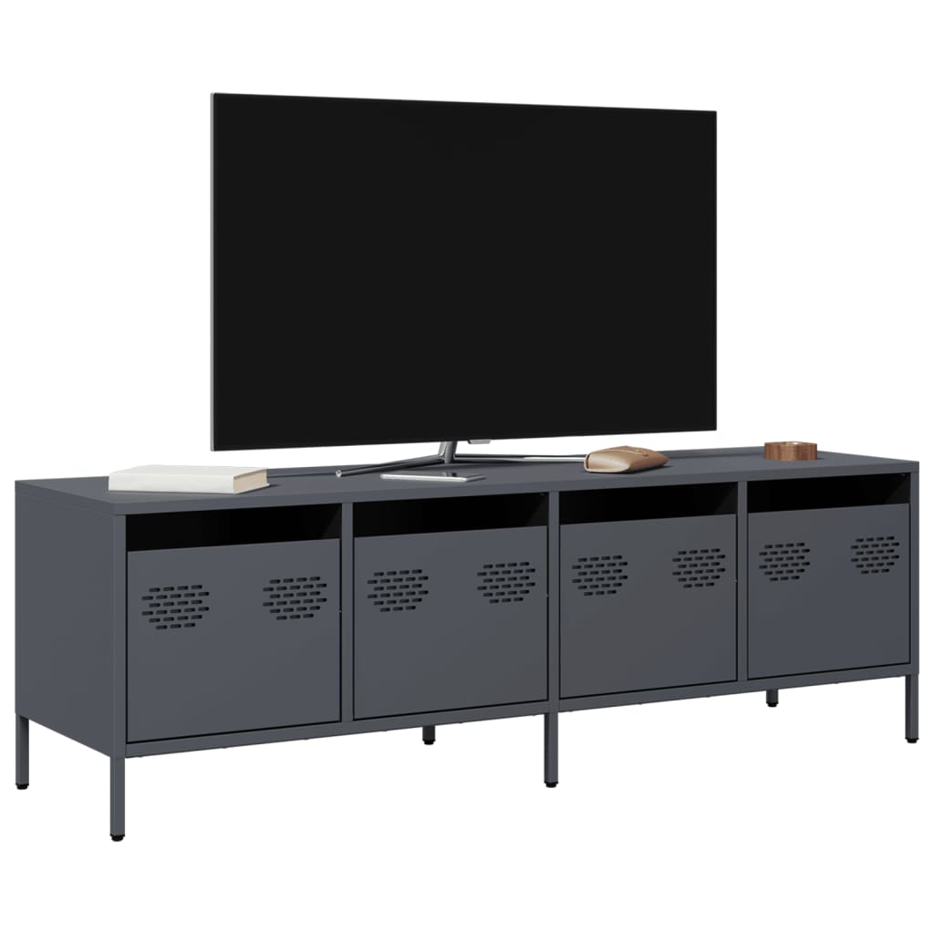 vidaXL TV-Schrank Schwarz 202x39x43,5 cm Kaltgewalzter Stahl
