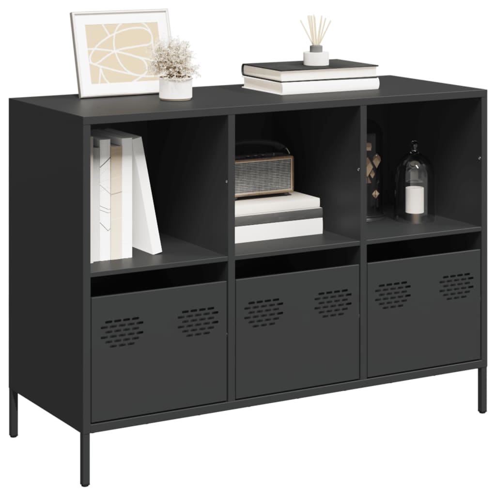 vidaXL Sideboard Schwarz 135x39x73,5 cm Kaltgewalzter Stahl