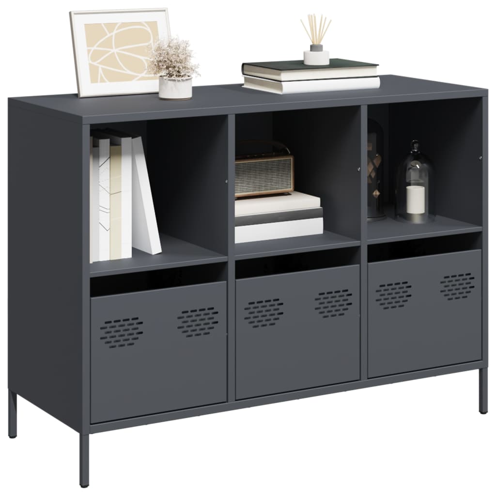 vidaXL Sideboard Schwarz 135x39x73,5 cm Kaltgewalzter Stahl
