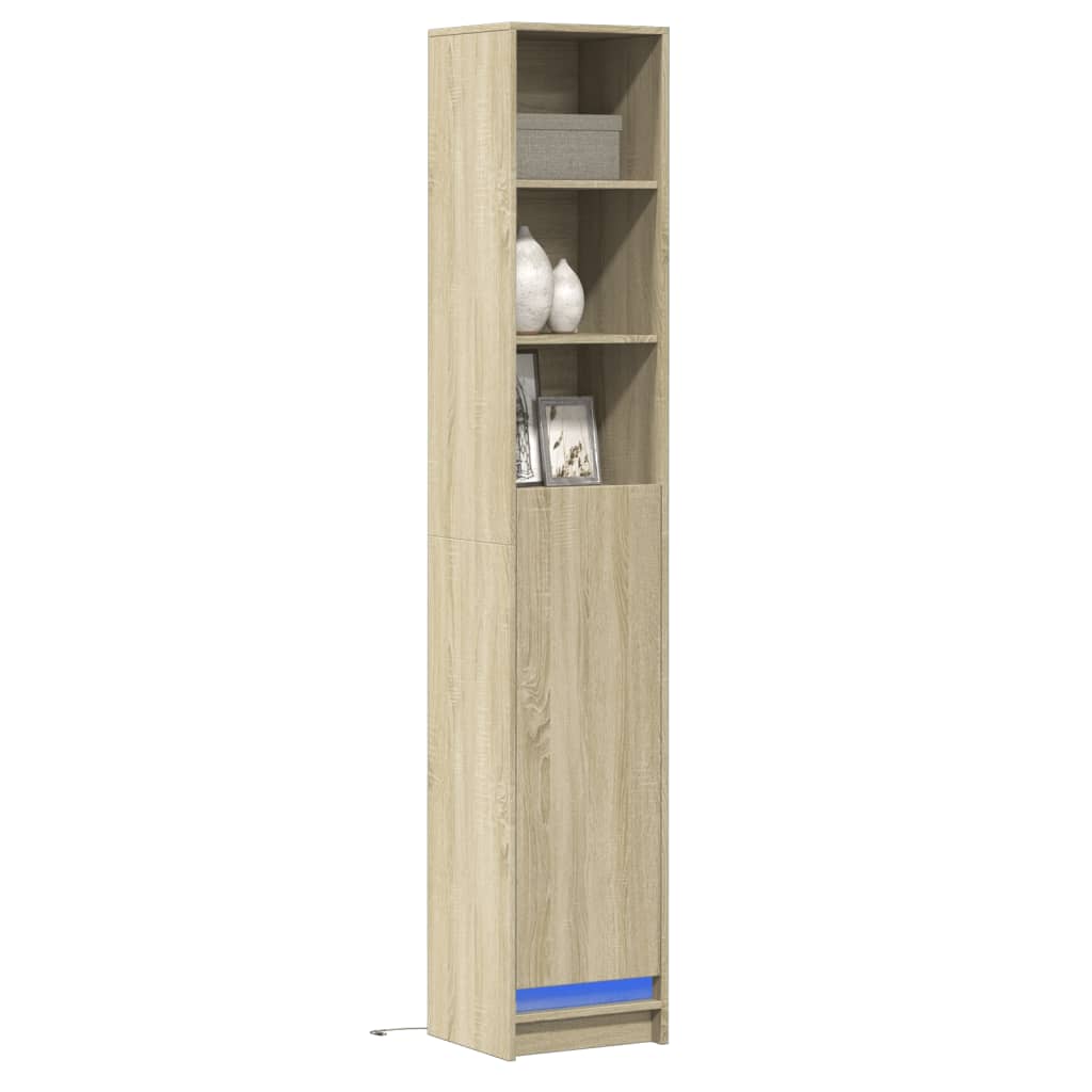 vidaXL Highboard mit LED-Beleuchtung Weiß 69x32,5x200 cm Holzwerkstoff