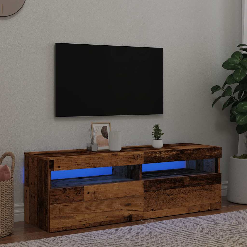TV-Schrank mit LED-Leuchten Weiß 120x35x40 cm