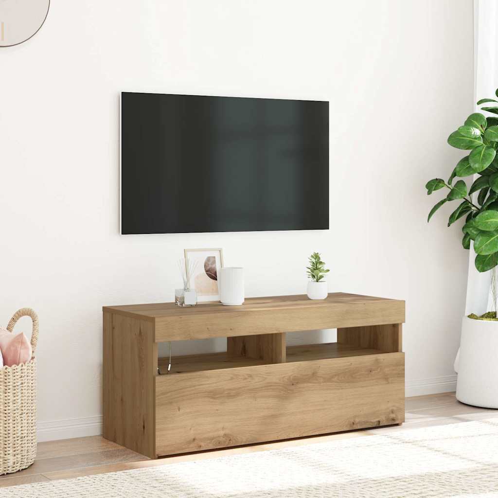 TV-Schrank mit LED-Leuchten Weiß 120x35x40 cm