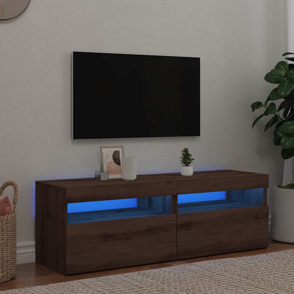 TV-Schrank mit LED-Leuchten Weiß 120x35x40 cm
