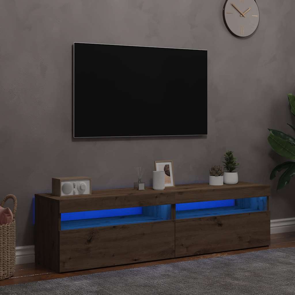 TV-Schrank mit LED-Leuchten Weiß 120x35x40 cm