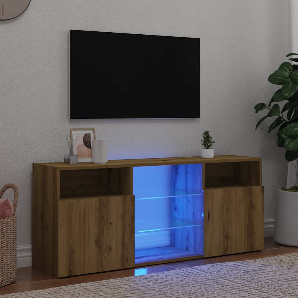 TV-Schrank mit LED-Leuchten Weiß 120x30x50 cm
