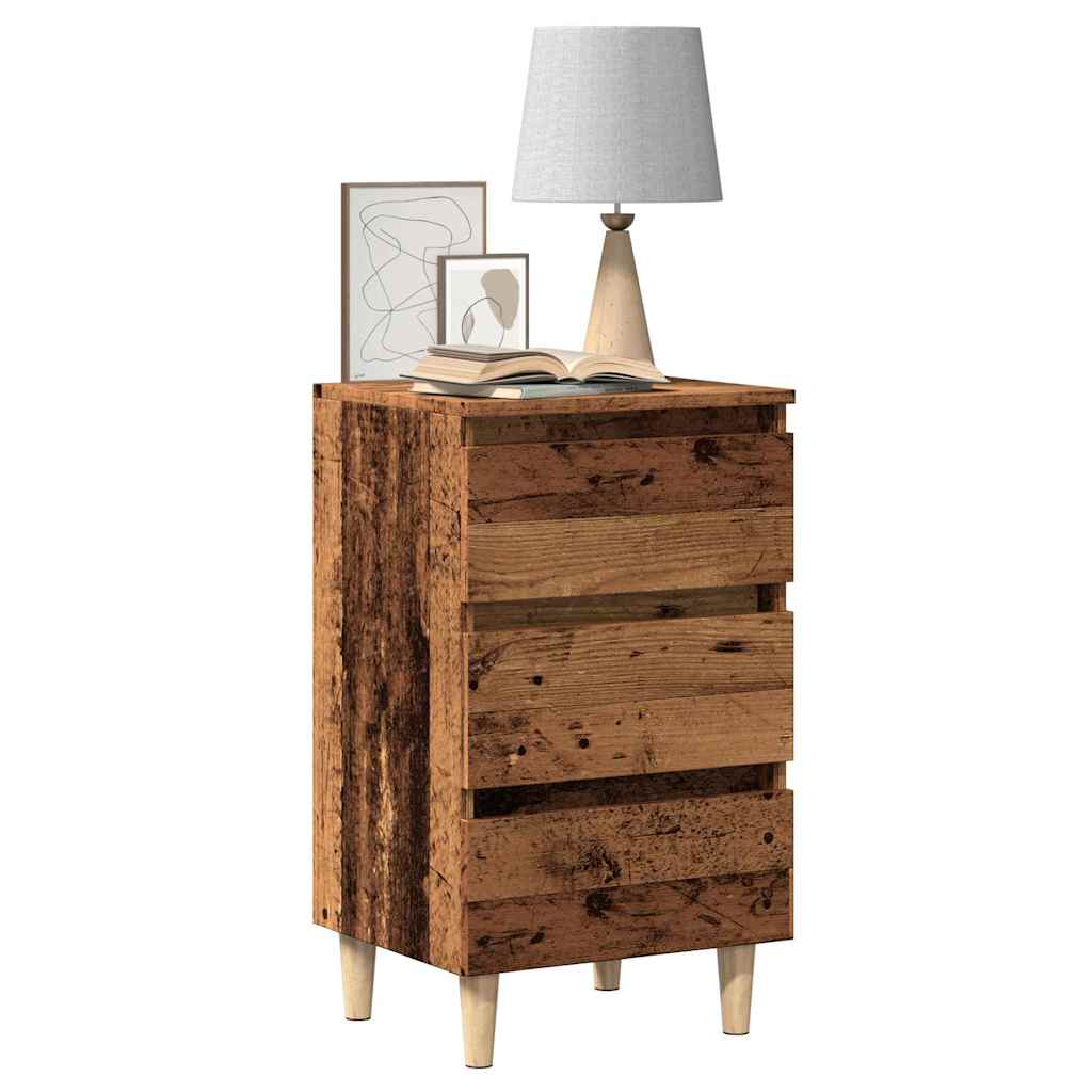 Nachttisch mit Massivholz-Beinen Weiß 40x35x69 cm