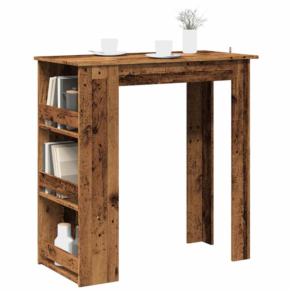 Bartisch mit Ablagefläche Weiß 102x50x103,5 cm Holzwerkstoff