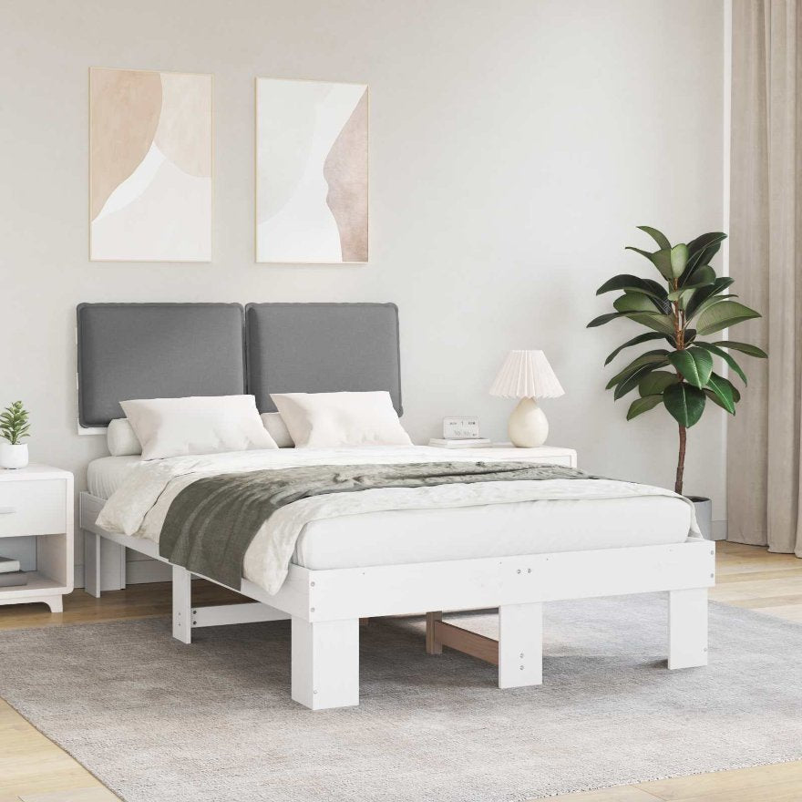 vidaXL Bettgestell mit gepolstertem Kopfteil Hellgrau 200 x 200 cm