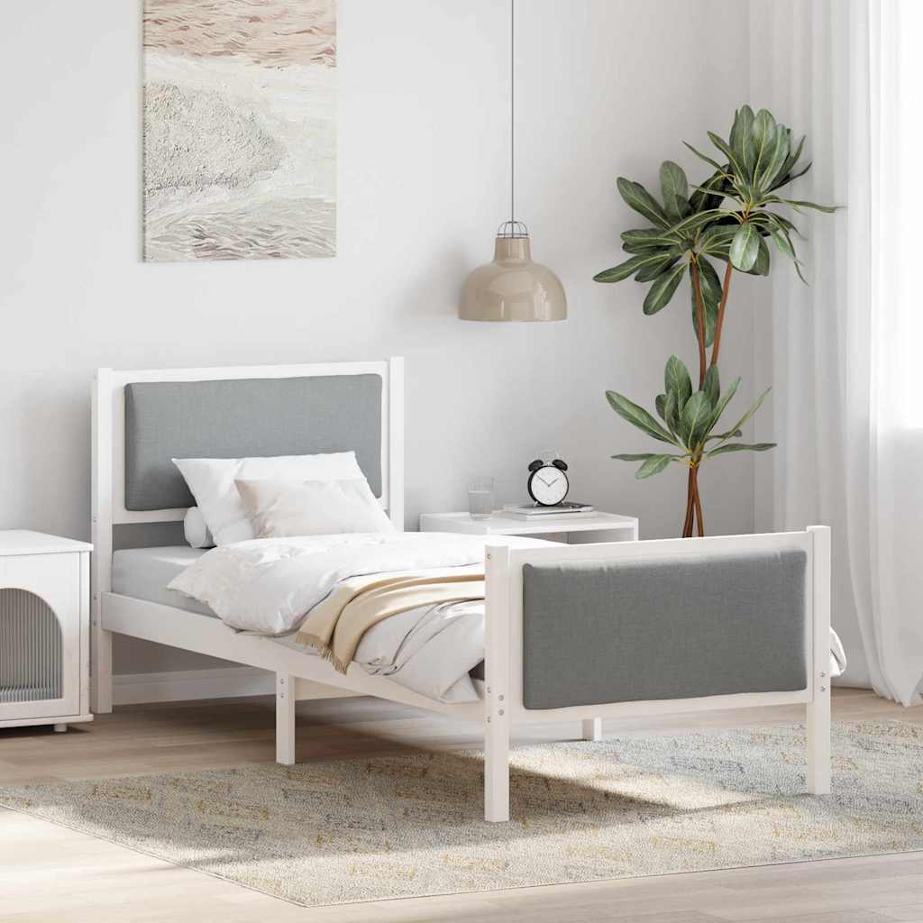 vidaXL Bettrahmen mit Kopfteil Hellgrau 200 x 200 cm Stoff