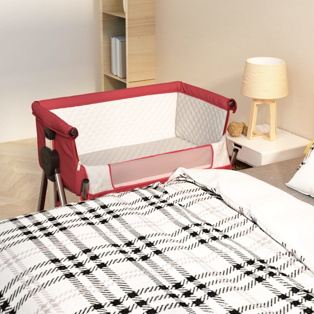 Babybett mit Matratze Dunkelgrau Leinenstoff