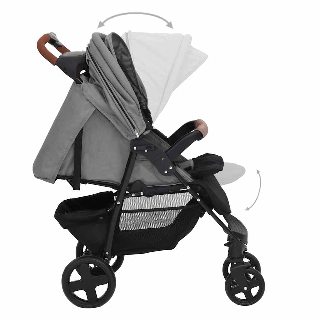 vidaXL 2-in-1 Kinderwagen Hellgrau Stahl