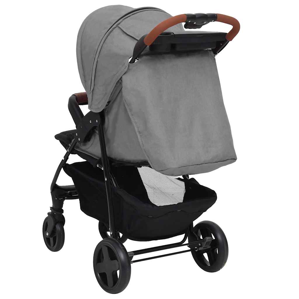 vidaXL 2-in-1 Kinderwagen Hellgrau Stahl