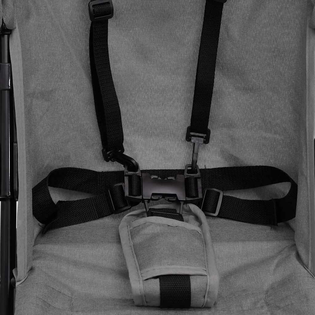 vidaXL Kinderwagen Hellgrau und Schwarz Stahl