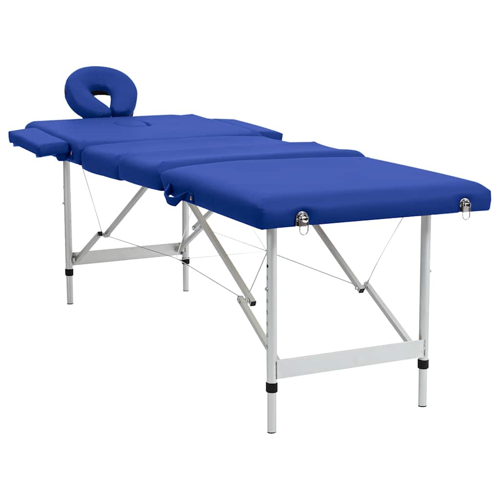 Massagetisch mit Aluminiumrahmen, faltbar 4 Zonen Blau