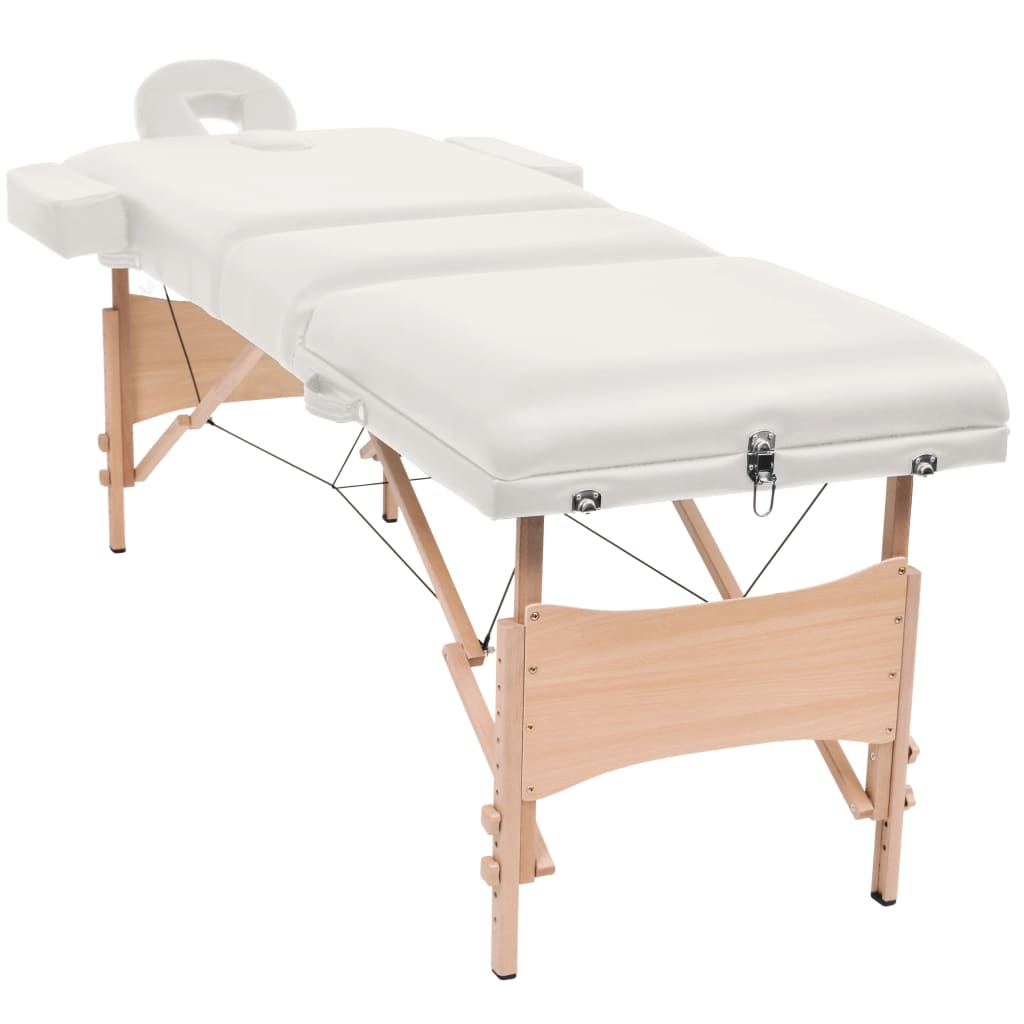 vidaXL Massageliege 3-Zonen mit Hocker Klappbar 10 cm Sitz Weiß