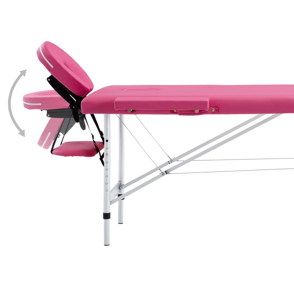 vidaXL Massageliege Klappbar 2-Zonen mit Aluminiumgestell Rosa